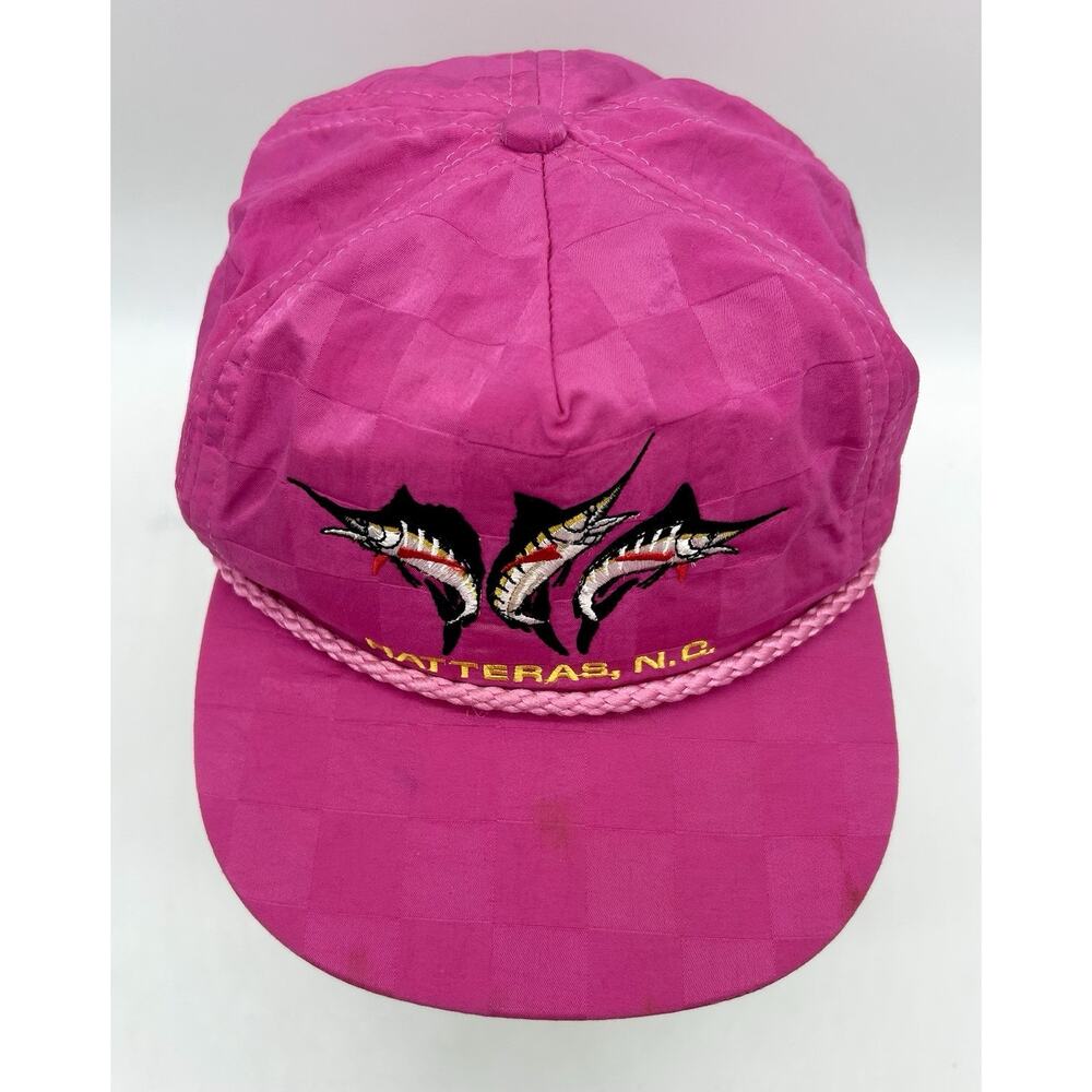 Vintage Satin Cape Hatteras North Carolina Strap Hat Cap Swordfish USA - Picture 3 of 9